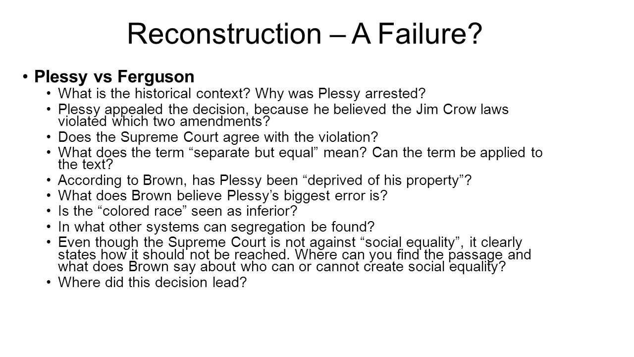 In what ways was Reconstruction a failure?